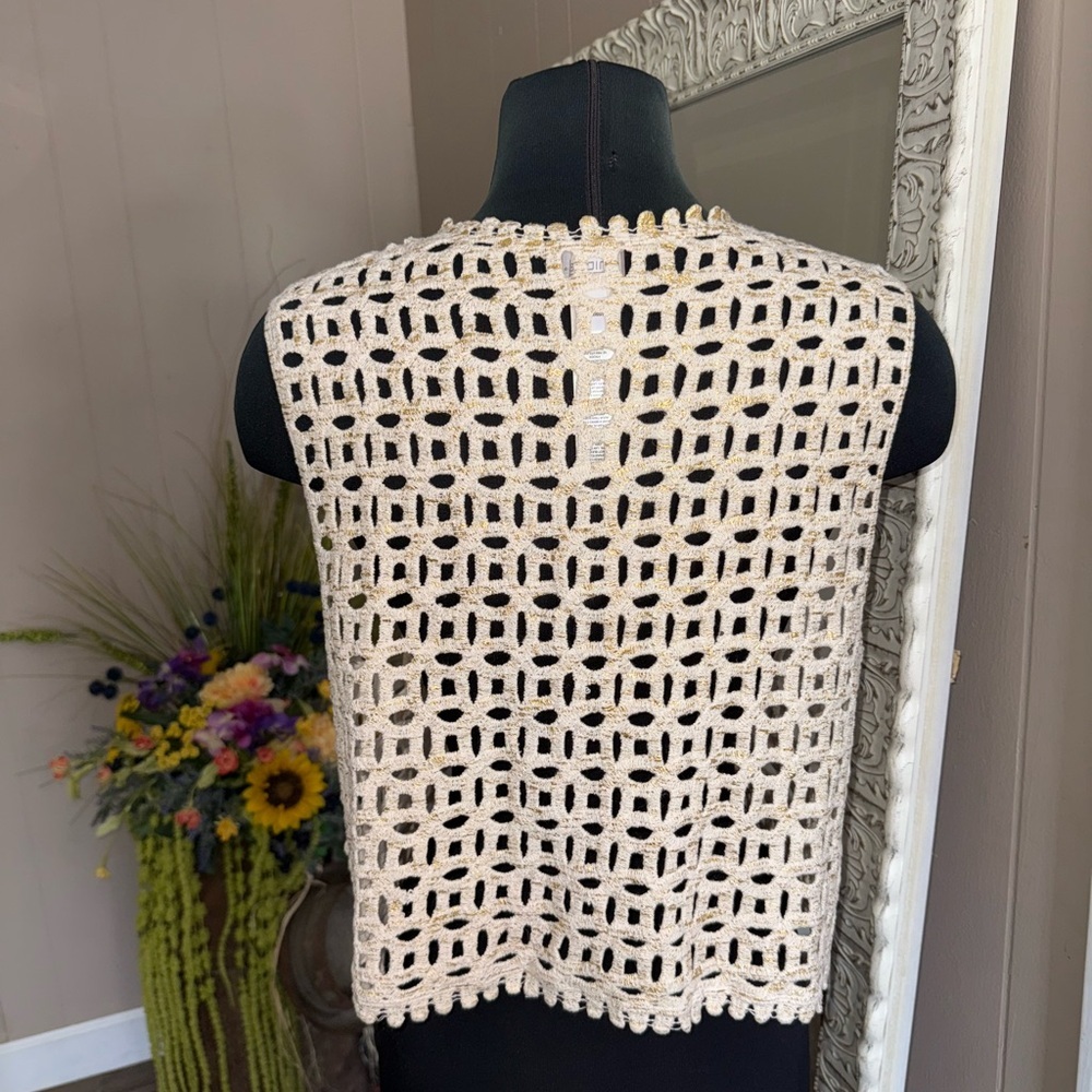 Chico’s • Open Crochet Metallic Vest - Picture 9 of 9